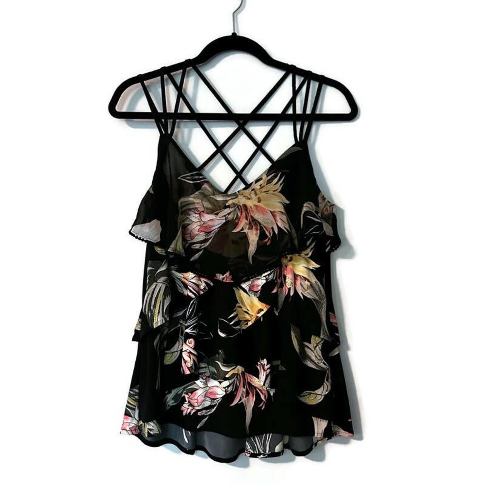 WHBM Tiered Ruffle Spaghetti Strap Tank Top, Small